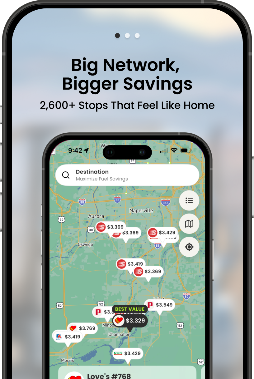 Dense network of premium travel stops and lowest prices.