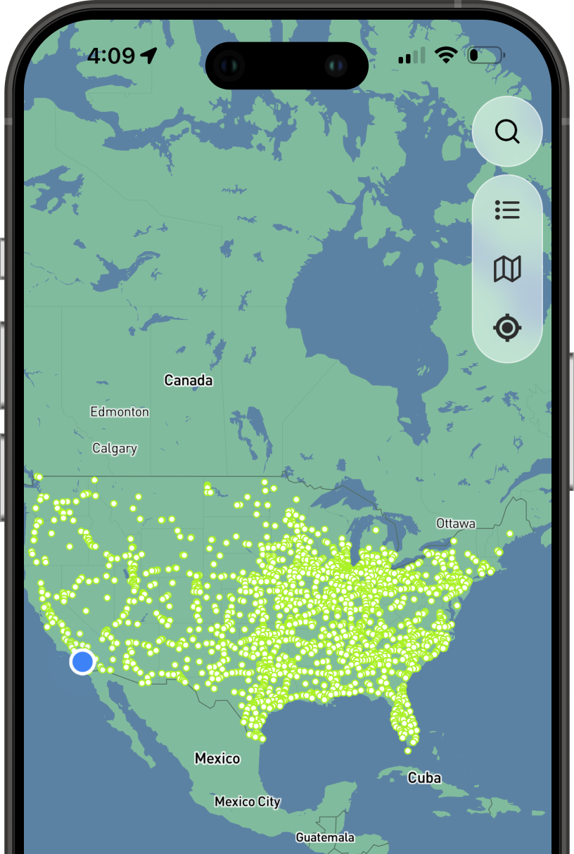 Large network of 3000+ travel stops